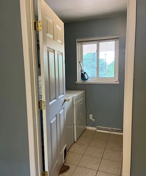 Separate room for laundry.