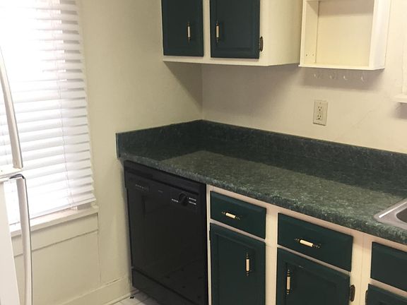 Kitchen with fridge and dishwasher
