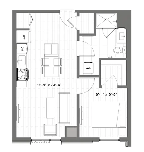 Floor plan 1 Bed/1 Bath-B-A10