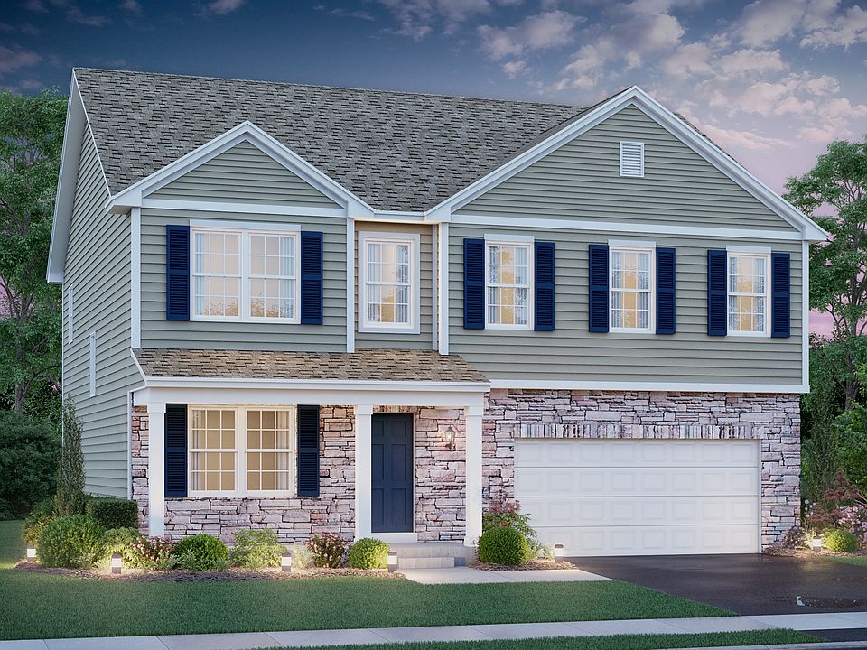 Colton B2 shown with optional covered porch extension and stone