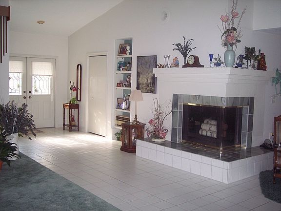 entry and fireplace