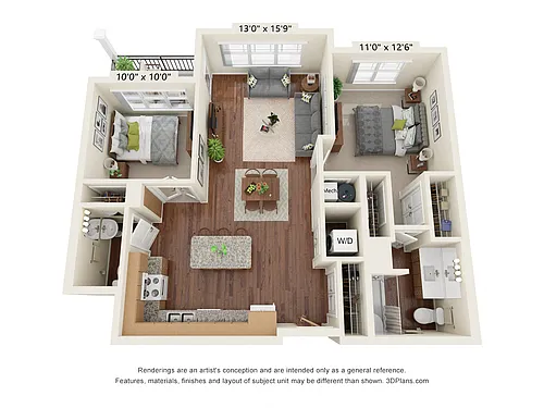 Floor plan Two Bedrooms - B2