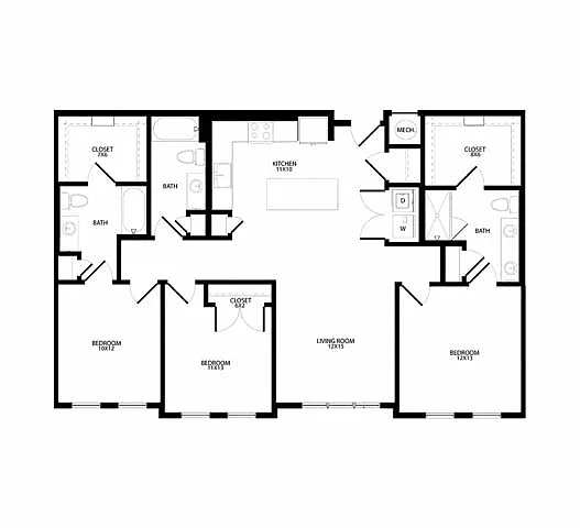 Floor plan Three-Bedroom (C1)