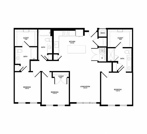 Floor plan Three-Bedroom (C1)