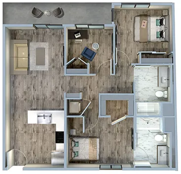 Floor plan 2Bed/2Bath-3B