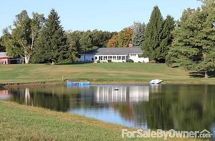 Back of house with partial view of pond