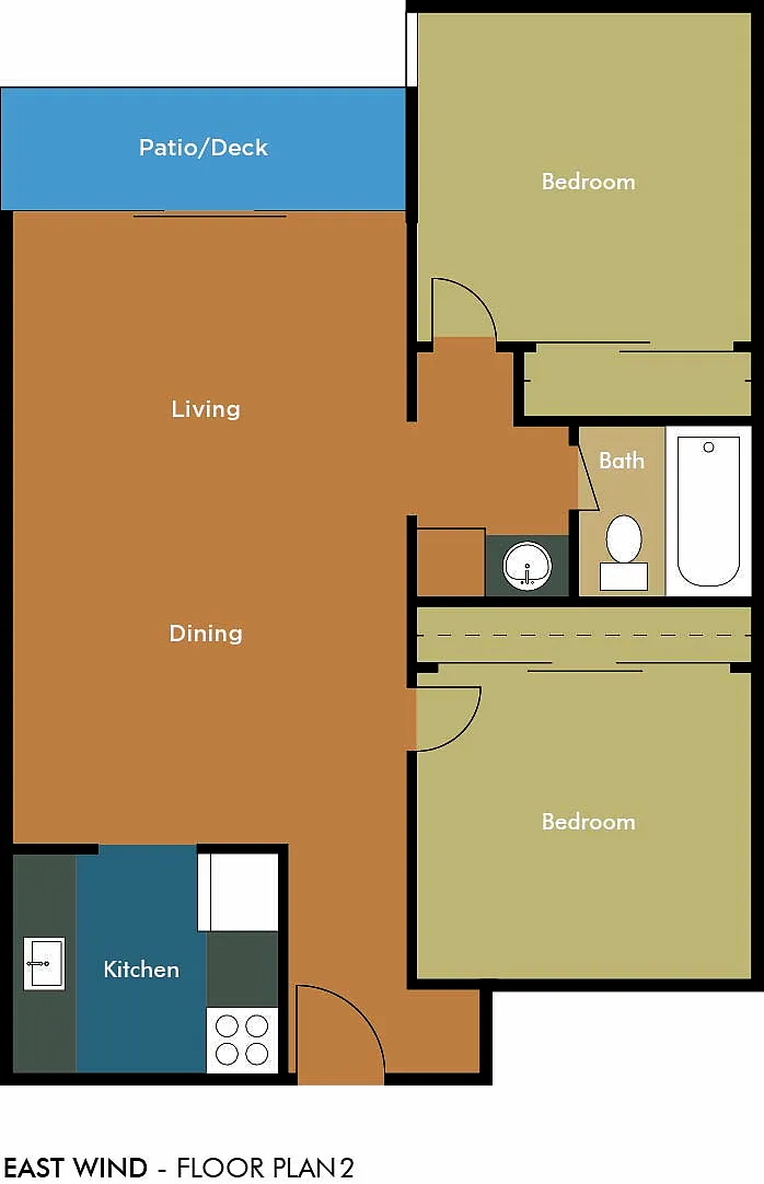 Floor plan 2 Bedroom 1 Bath