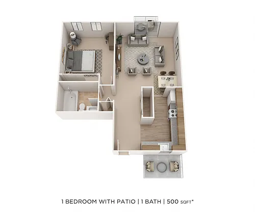 Floor plan One Bedroom- 500 sqft