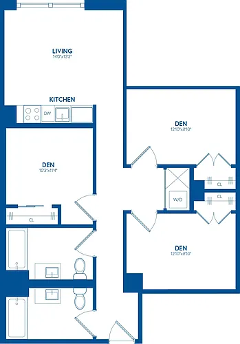 Floor plan Trio, 2 Bath