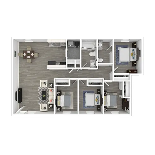 Floor plan Income-Restricted 4 Bedroom, 1.5 Bath