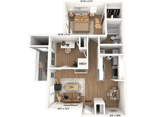 Floor plan A5D-979sf-Renovated-II