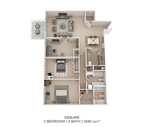 Floor plan Esquire 2Bed 2Bath W/Den 1240sqft