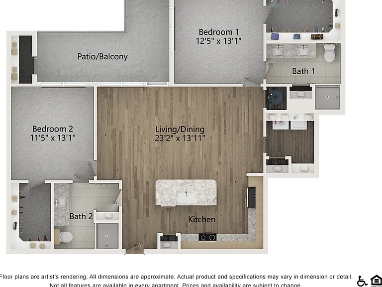 B3 | 2 bed 2 bath | 1233 sq ft B3 | 2 bed 2 bath | 1233 sq ft