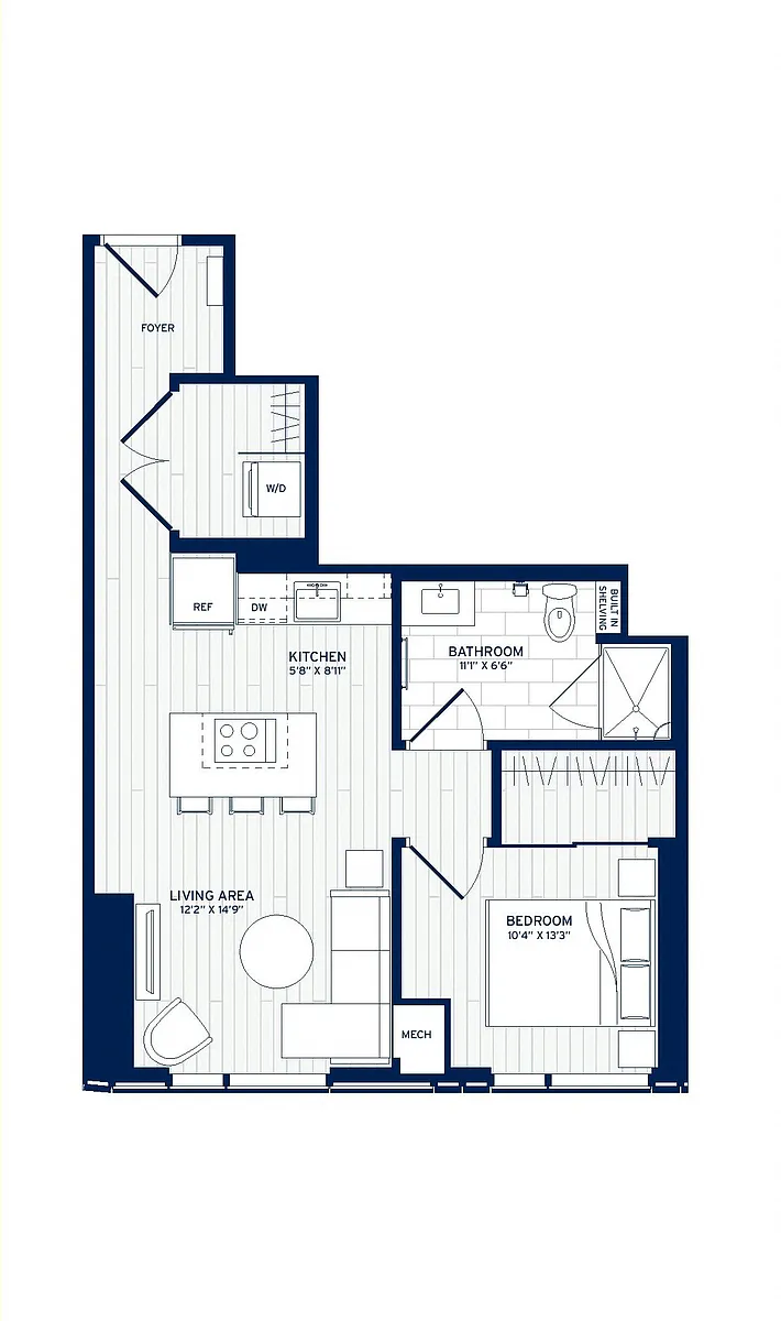 Floor plan 1 Bed/1 Bath-D9