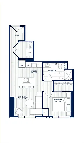 Floor plan 1 Bed/1 Bath-D9