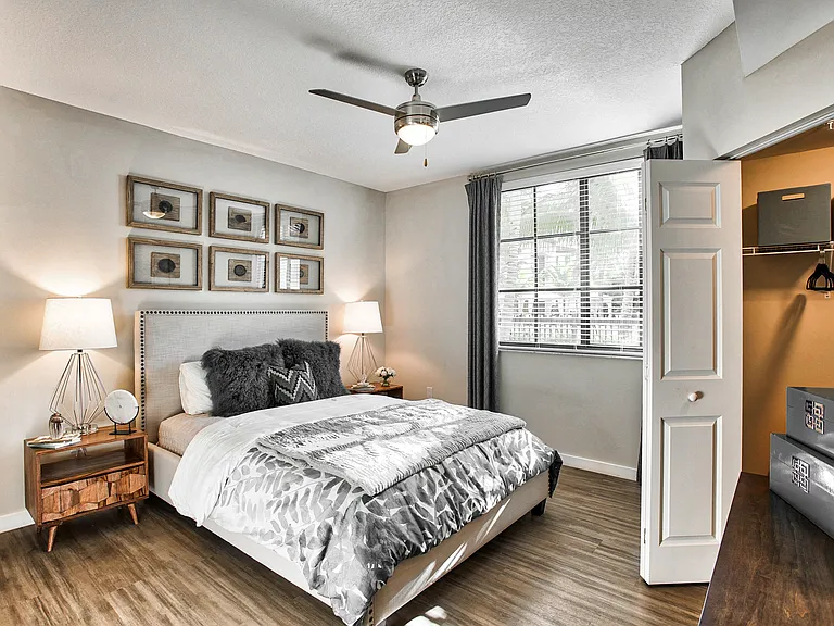 Abundant storage including walk-in closets