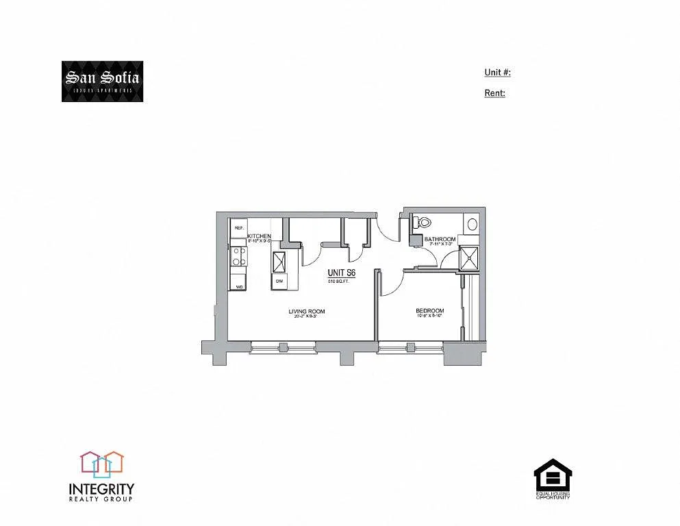 Floor plan 1 Bedroom (S6)