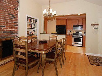 Dining room with fireplace