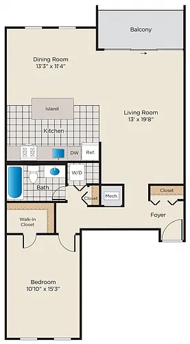 Floor plan 1 Bedroom - Renovated