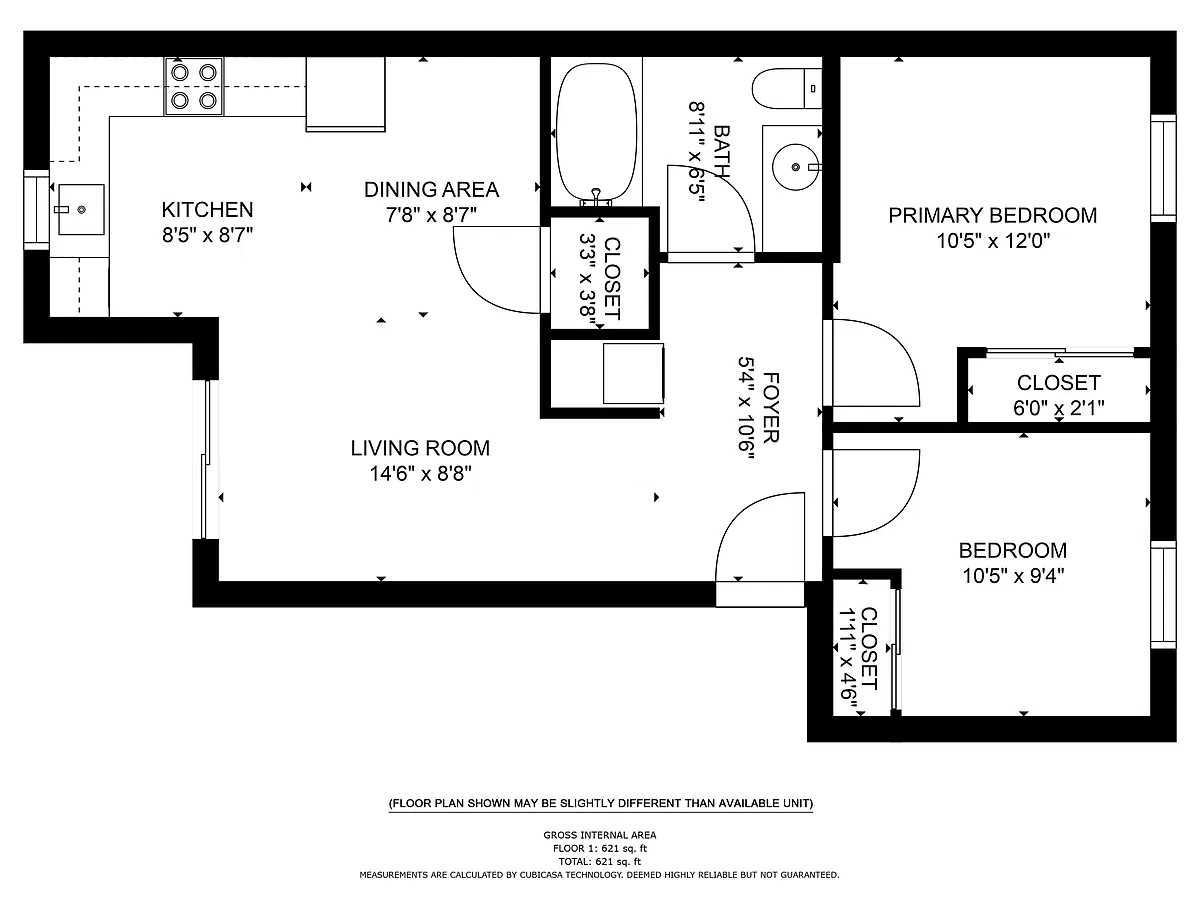 Floor plan 2 Bed 1 Bath