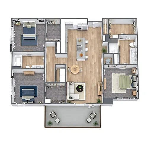 Floor plan C1: 3 Bed 2 Bath