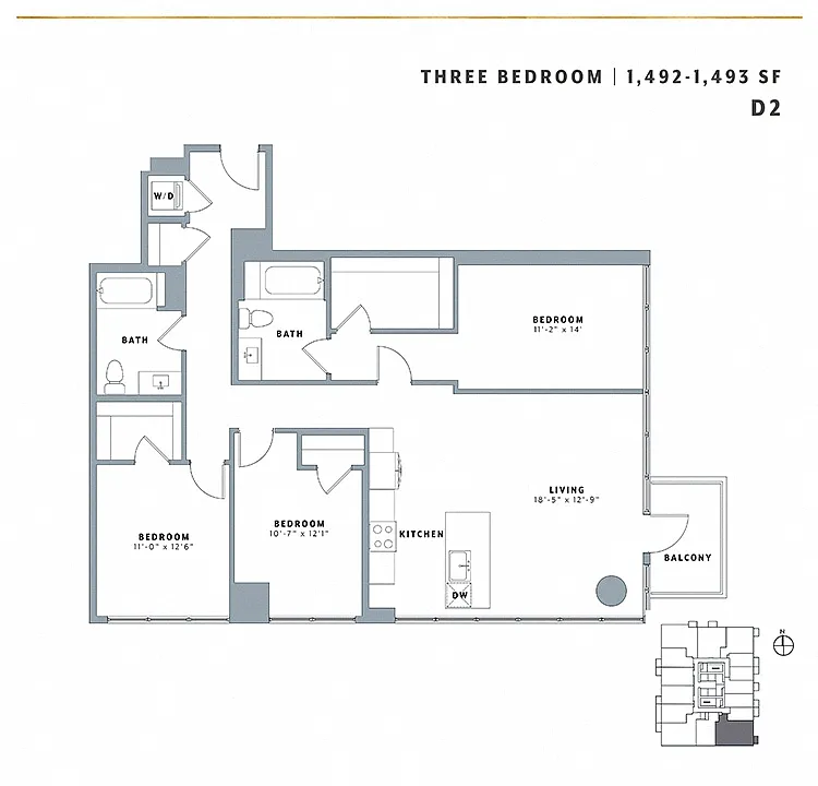 Floor plan Three Bedroom D2