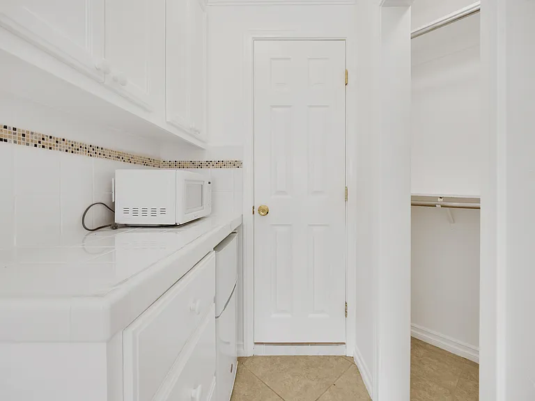 Kitchen area, looking into the closet