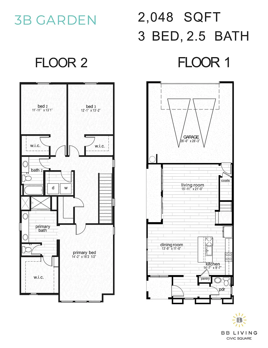Floor plan 3B Garden