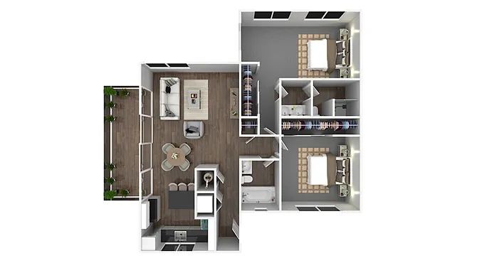 Floor plan Two Bedroom Two Bath