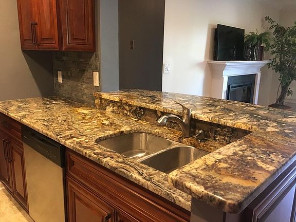 Kitchen to Living and Fireplace