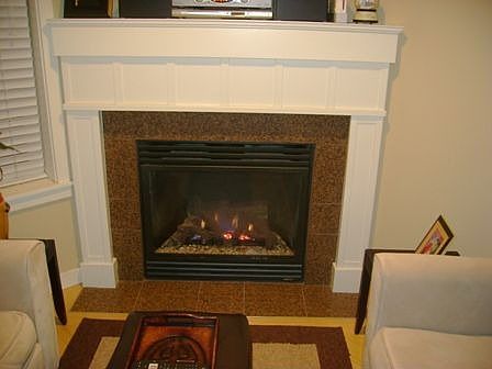 Fireplace with granite surround