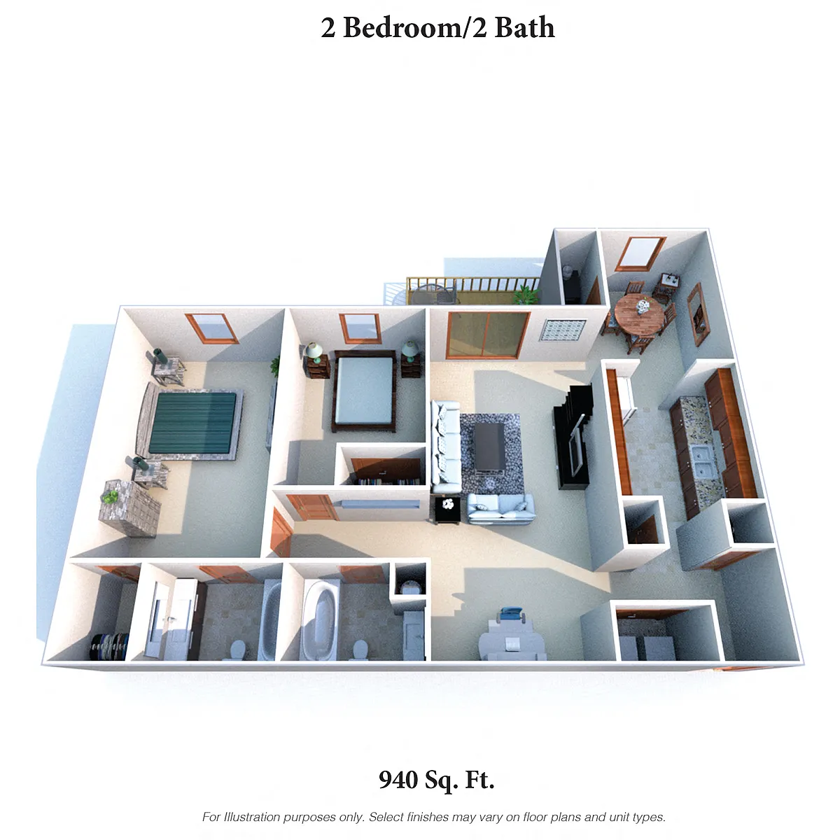 Floor plan 2 Bedroom, 2 Bath
