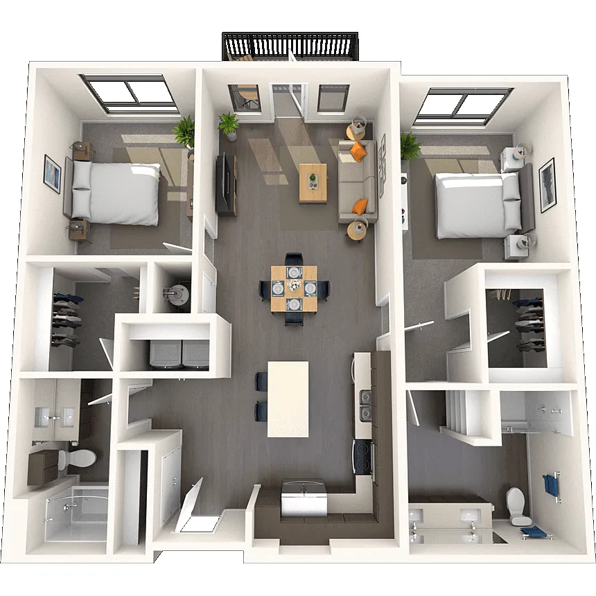 Floor plan Traditional 2x2 1176-1188 SF