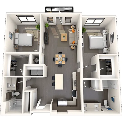 Floor plan Traditional 2x2 1176-1188 SF