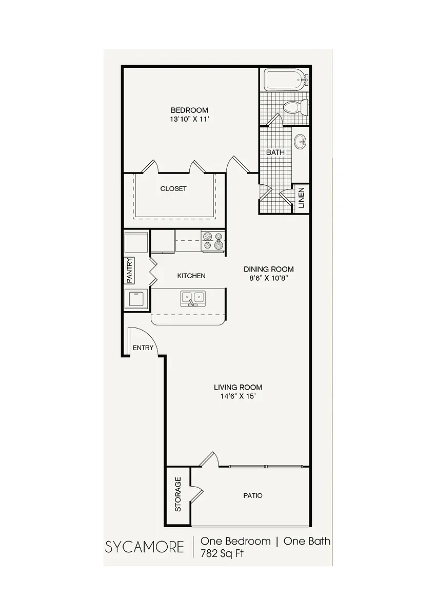 Floor plan 1 bedroom 1 bathroom