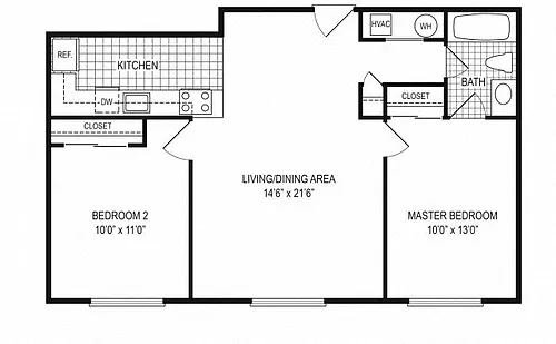 Floor plan 2 Bed 1 Bath - A