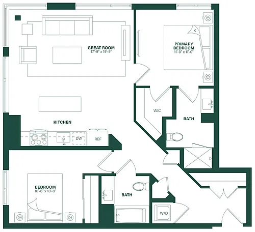 Floor plan 2 Bed/2 Bath-2E