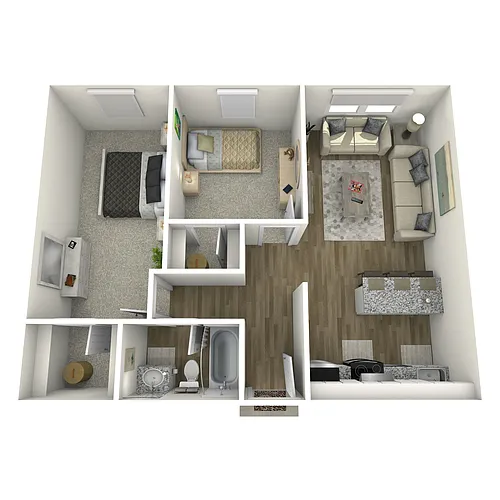 Floor plan 2BD, 1BTH