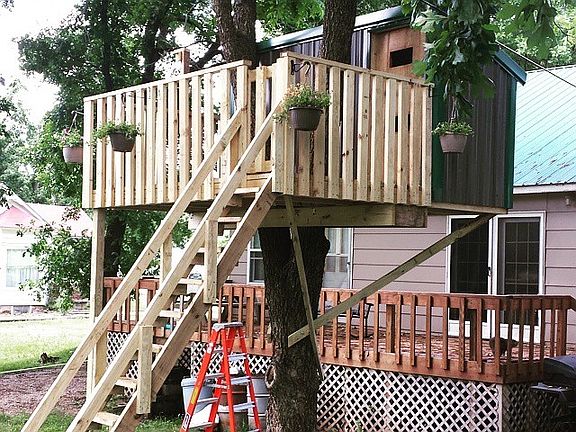 Tree house in the backyard