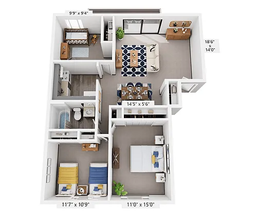 Floor plan 3 Bed 1 Bath