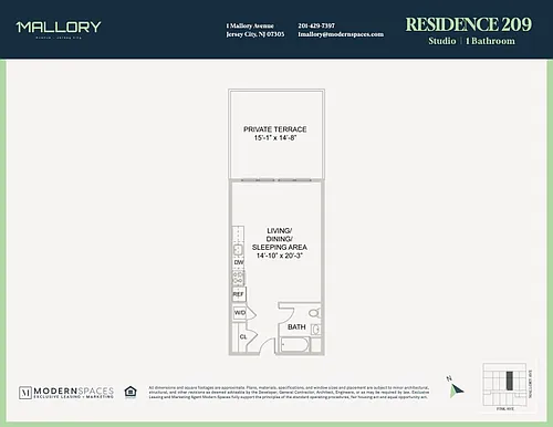 Floor plan Studio balcony 09