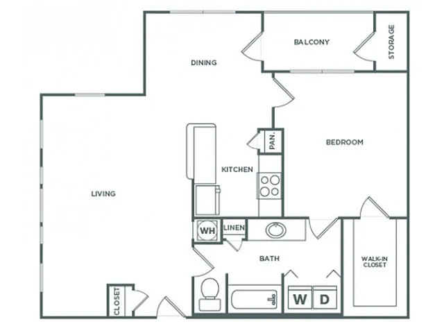 Floor plan One bedroom One Bath (911 SF)