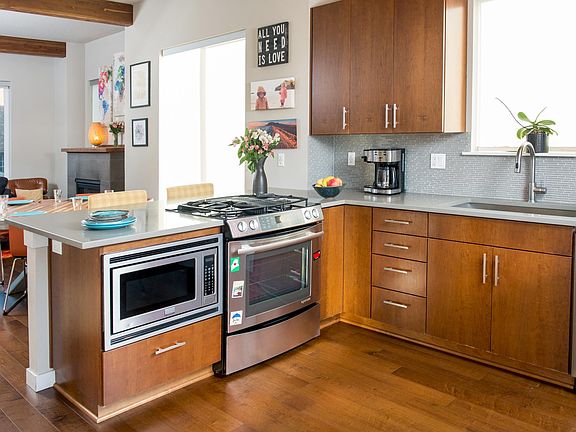 Kitchen with a gas range and stove