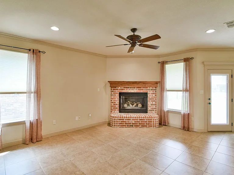 Living room with gas log fireplace