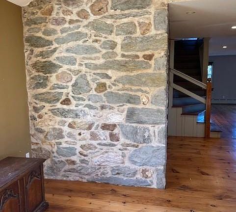 Exposed Stone Wall in Front Entrance Foyer