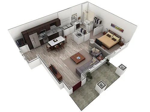 Floor plan 1 BR Grand Courtyard