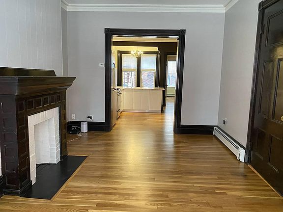 View from living room to kitchen.