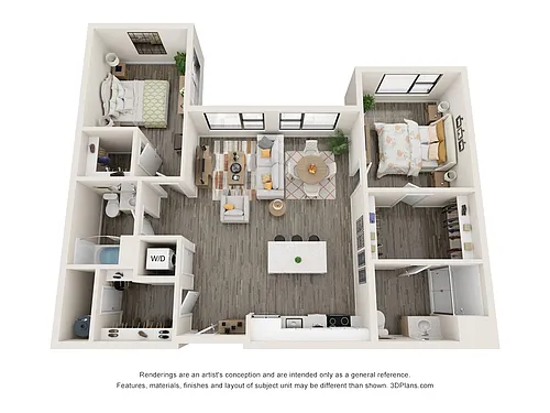 Floor plan Two Bedroom Type 2D Floorplan