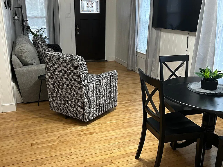 Private Living and dining room with a 65" TV with Roku for streaming