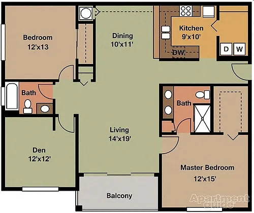 Floor plan 3 Beds 2 Baths